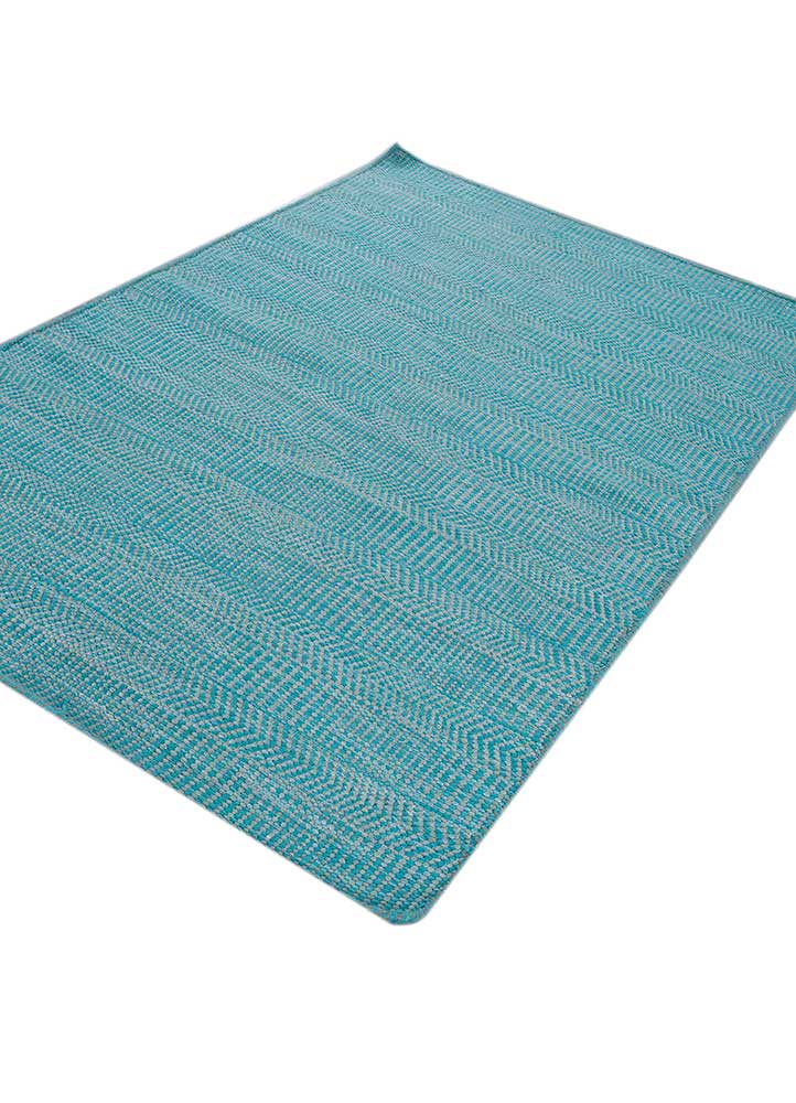 abrash blue wool and viscose flat weaves Rug - FloorShot