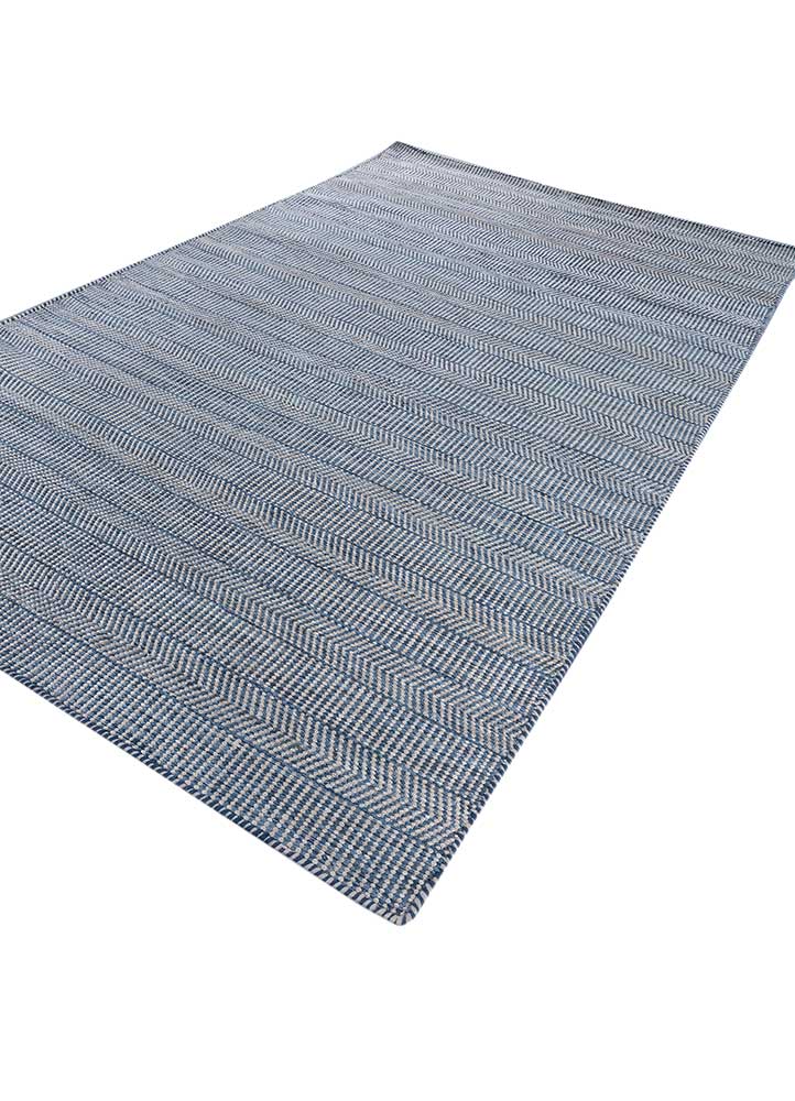 abrash blue wool and viscose flat weaves Rug - FloorShot
