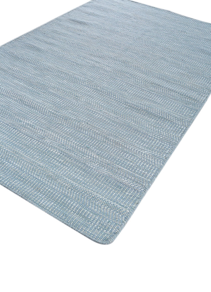 abrash blue wool and viscose flat weaves Rug - FloorShot