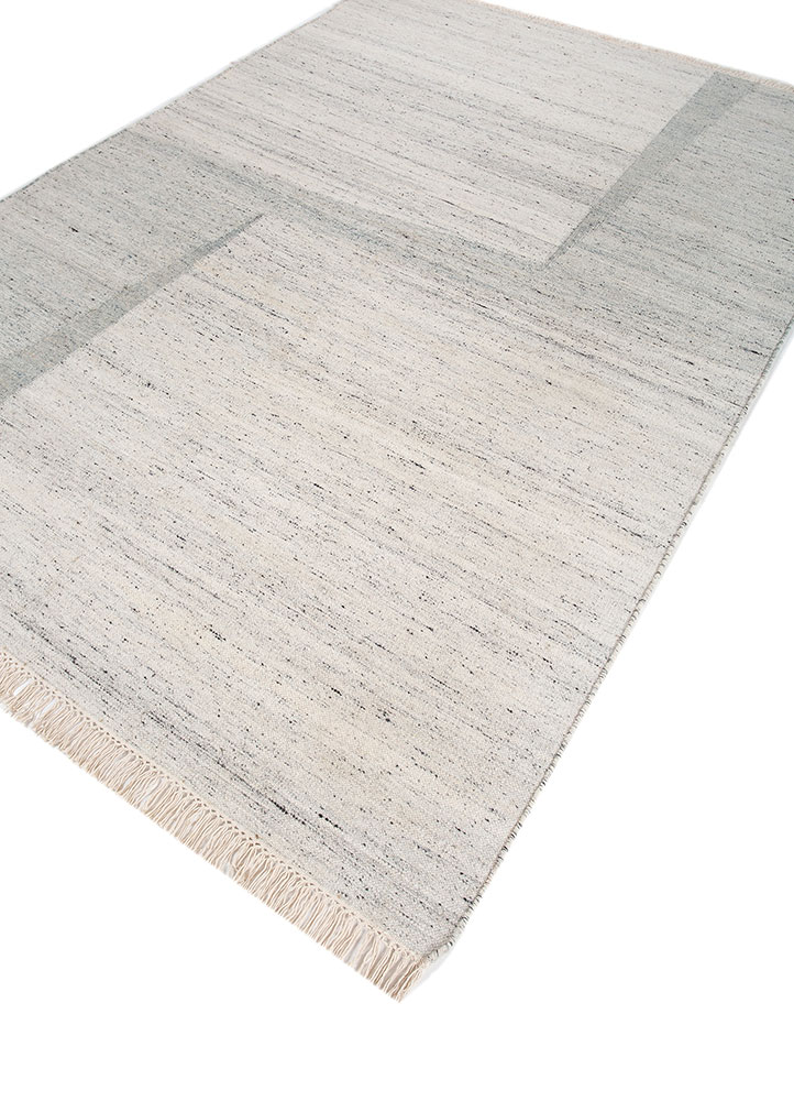 abrash ivory wool and viscose flat weaves Rug - FloorShot