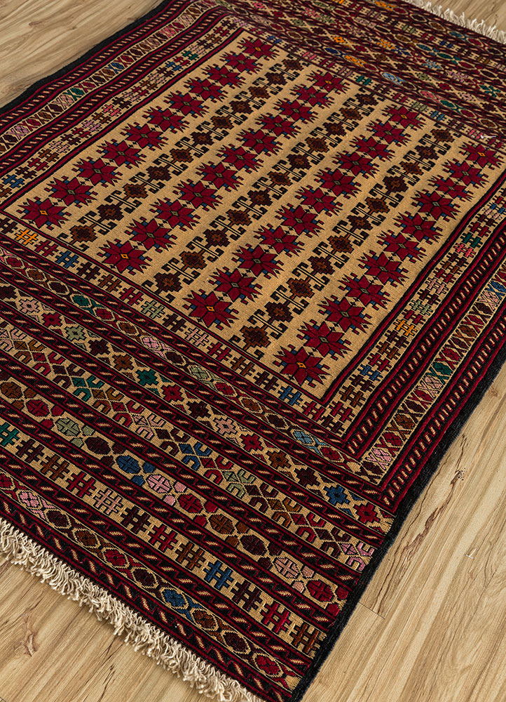kiaan red and orange wool hand knotted Rug - FloorShot