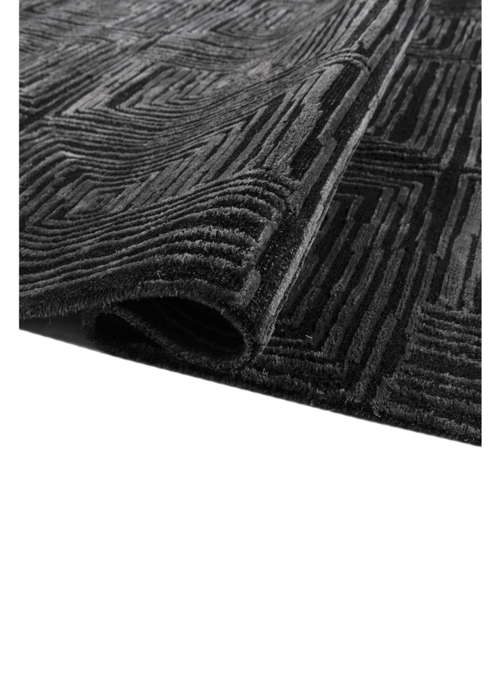 verve grey and black acrylic hand knotted Rug - FloorShot