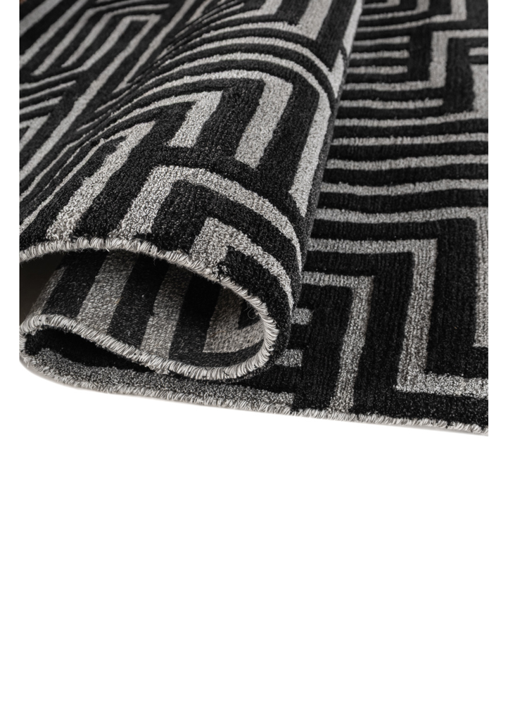 blythe grey and black acrylic hand knotted Rug - FloorShot