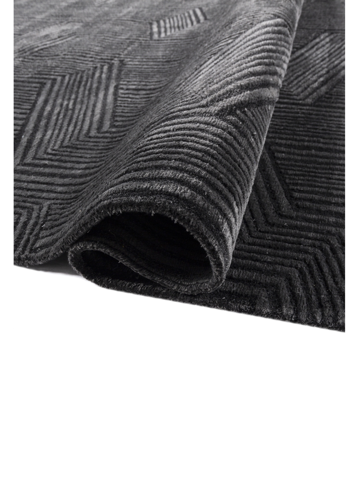 verve grey and black acrylic hand knotted Rug - FloorShot