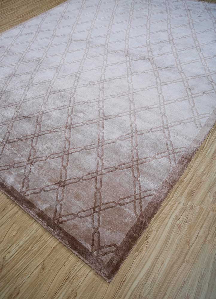 azalea beige and brown bamboo silk hand knotted Rug - FloorShot