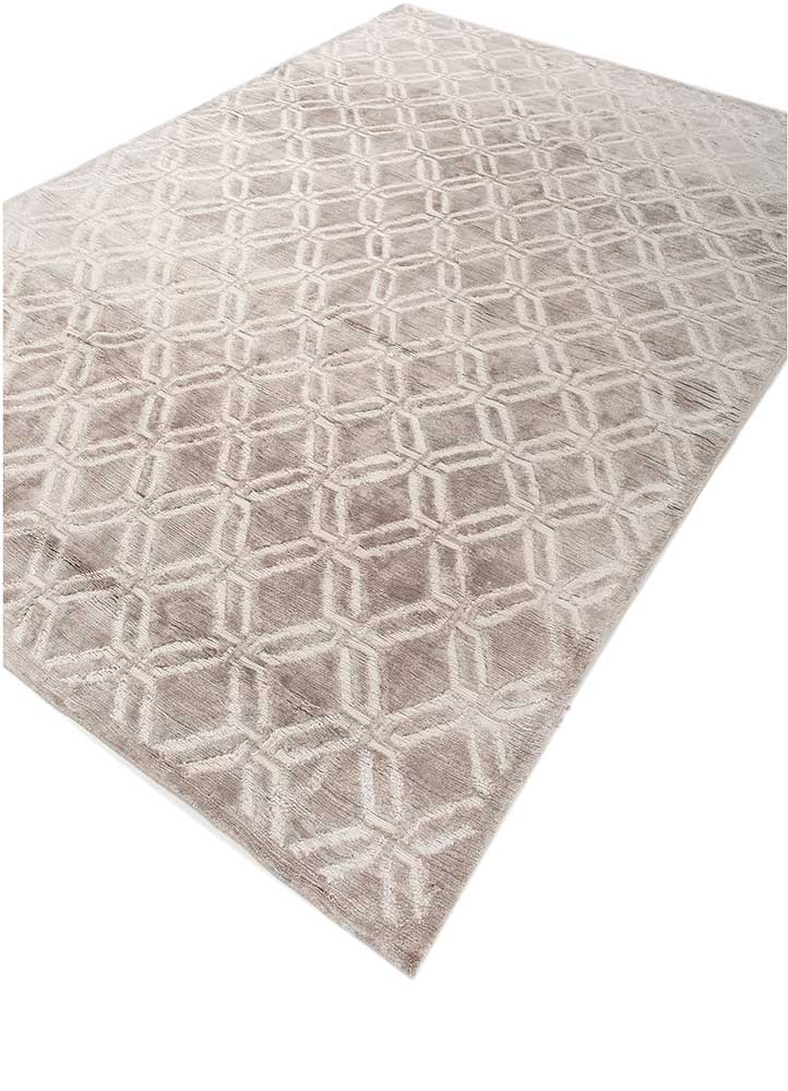 azalea beige and brown bamboo silk hand knotted Rug - FloorShot