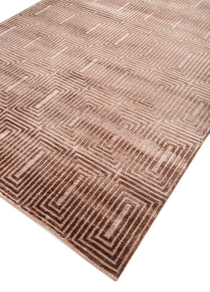 azalea beige and brown bamboo silk hand knotted Rug - FloorShot