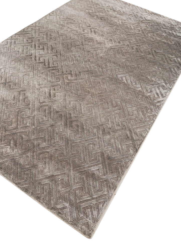 azalea beige and brown bamboo silk hand knotted Rug - FloorShot