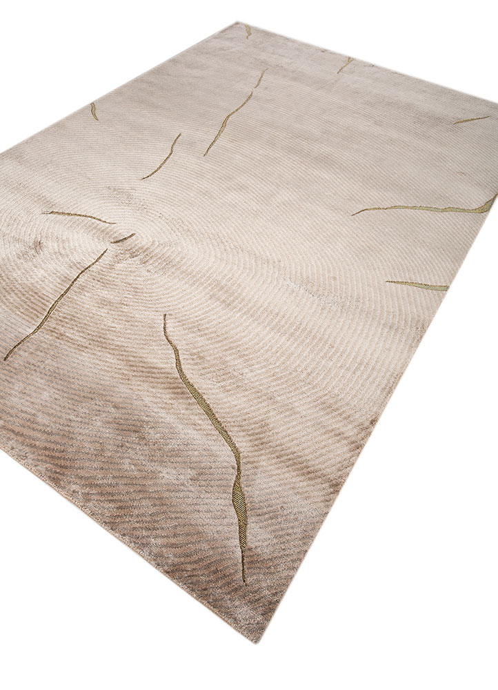 azalea beige and brown bamboo silk hand knotted Rug - FloorShot