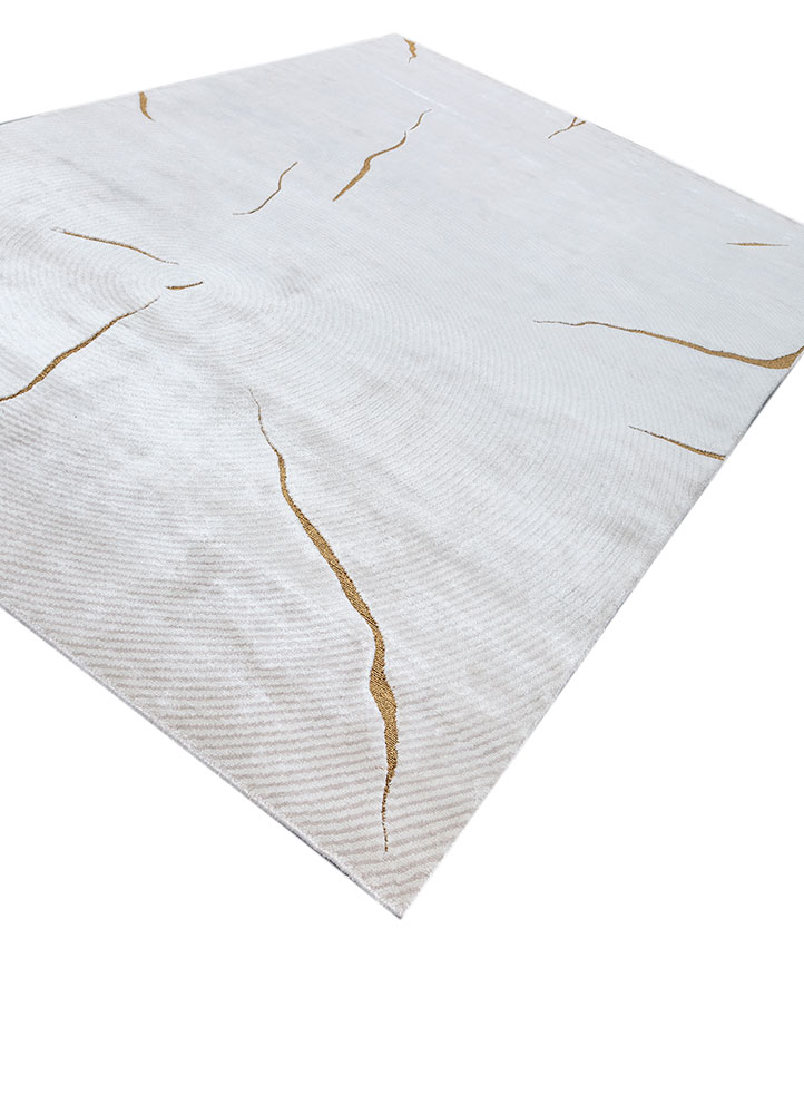 azalea ivory bamboo silk and zari hand knotted Rug - FloorShot