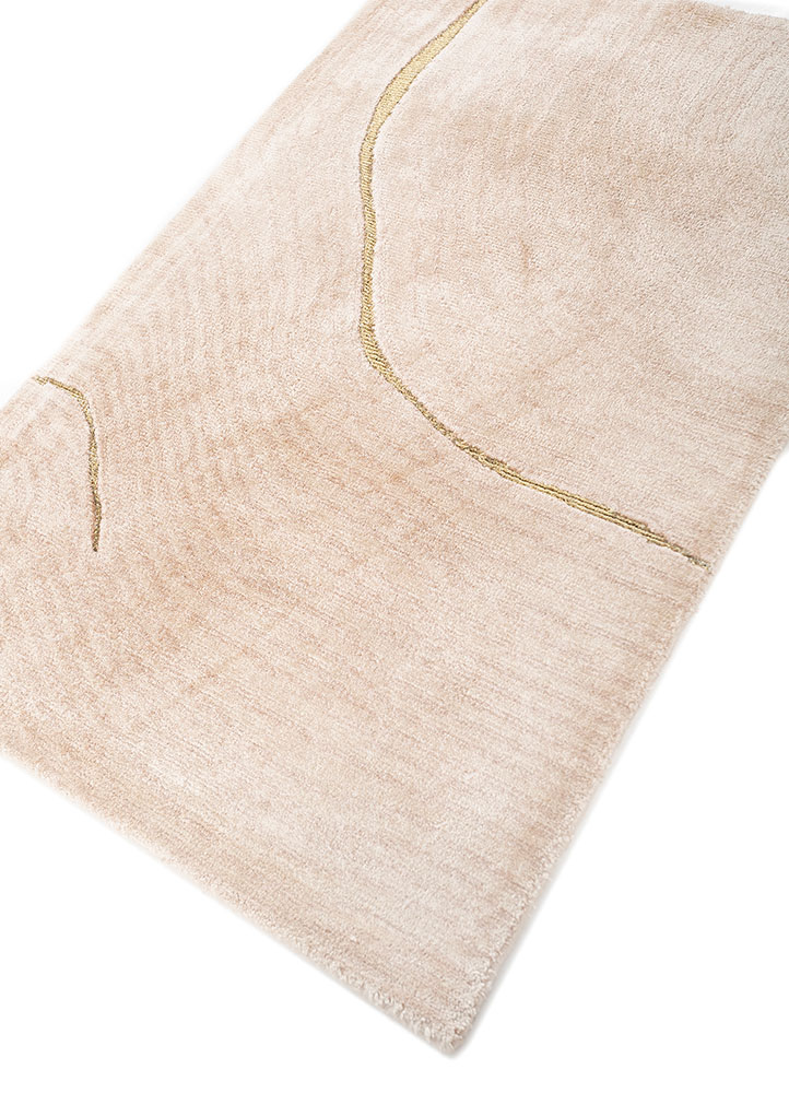azalea beige and brown bamboo silk hand knotted Rug - FloorShot