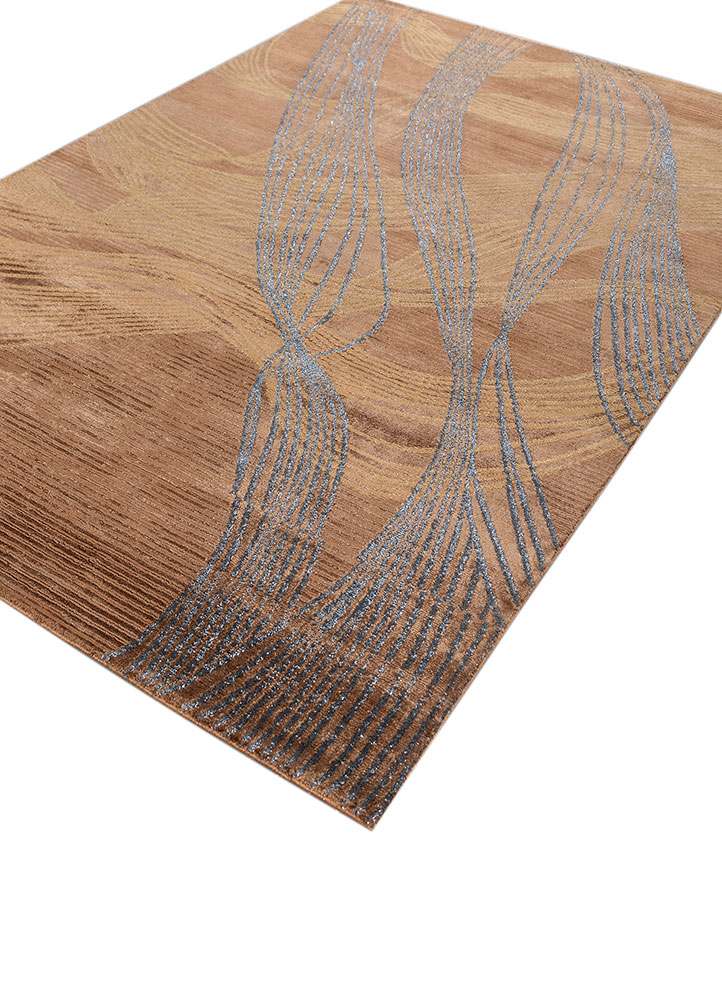 azalea red and orange bamboo silk hand knotted Rug - FloorShot