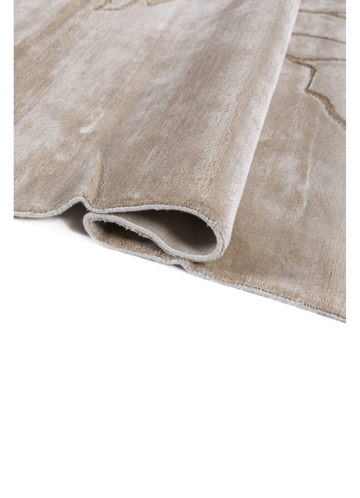 azalea ivory bamboo silk and zari hand knotted Rug - FloorShot