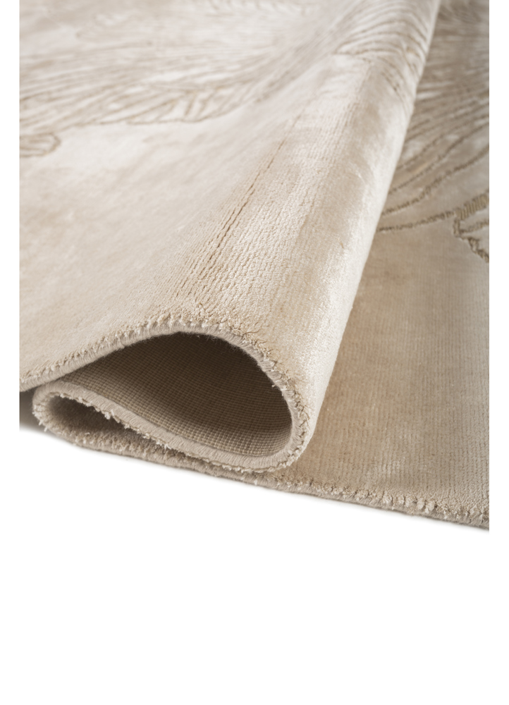 azalea ivory bamboo silk and zari hand knotted Rug - FloorShot