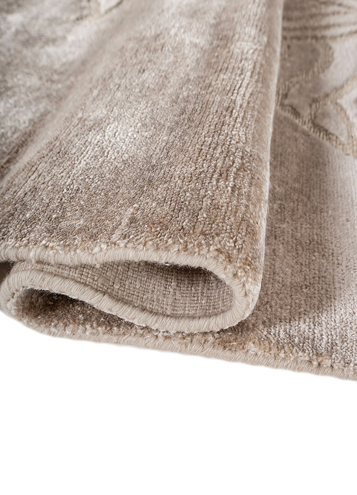 azalea ivory bamboo silk and zari hand knotted Rug - FloorShot