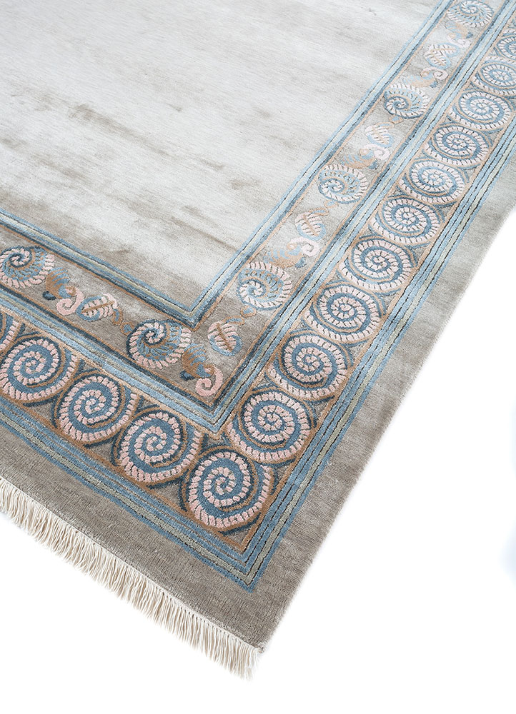 woven gems grey and black silk hand knotted Rug - FloorShot