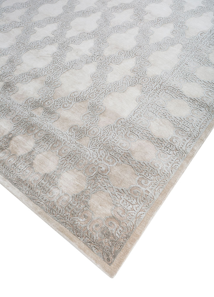 woven gems ivory silk hand knotted Rug - FloorShot
