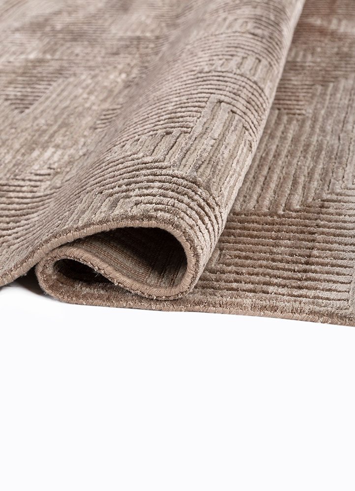 azalea beige and brown wool and bamboo silk hand knotted Rug - FloorShot