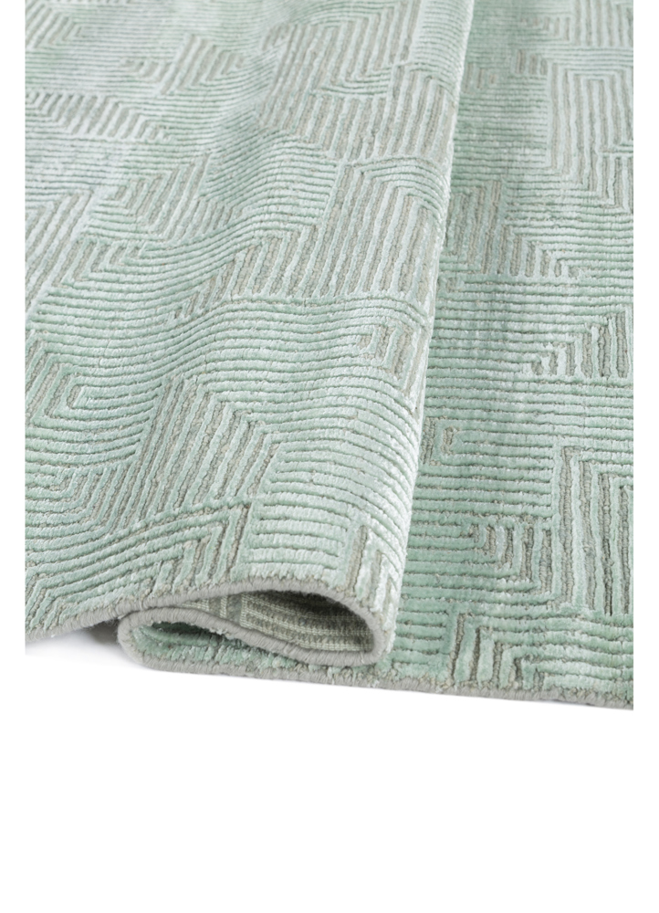 azalea blue wool and bamboo silk hand knotted Rug - FloorShot