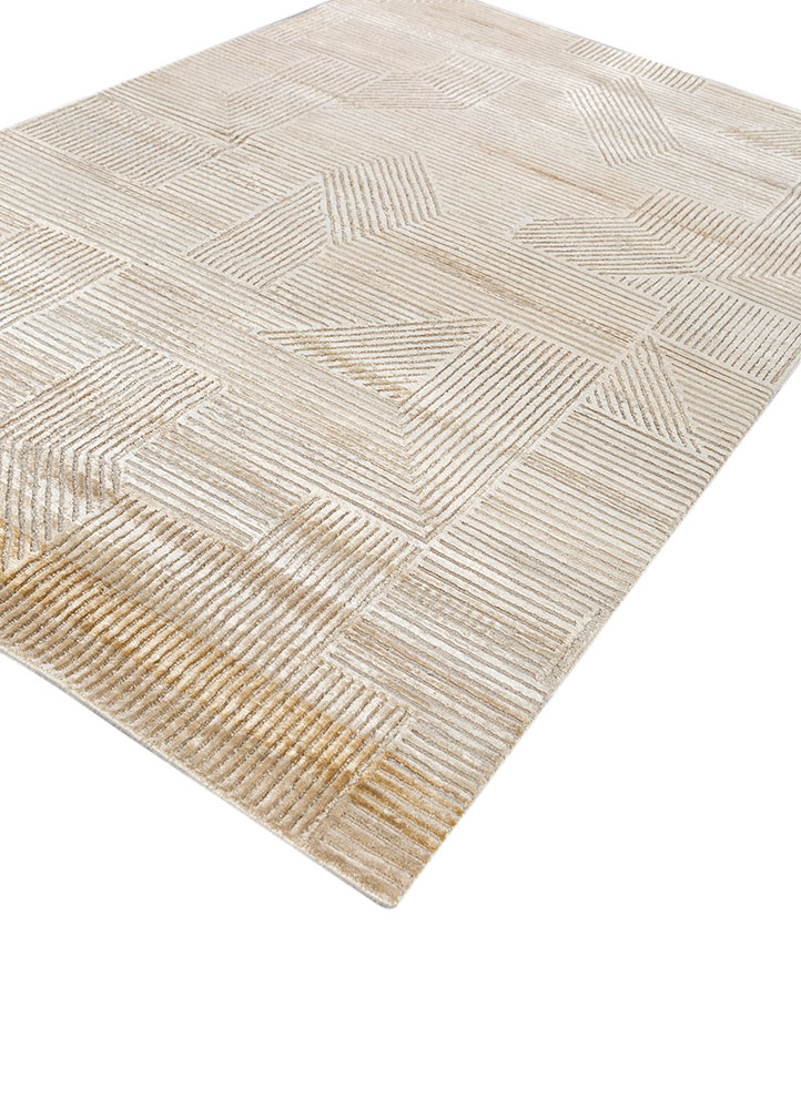 azalea gold wool and bamboo silk hand knotted Rug - FloorShot