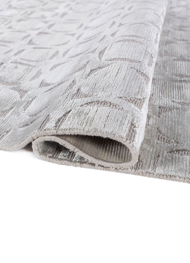 azalea grey and black wool and bamboo silk hand knotted Rug - FloorShot