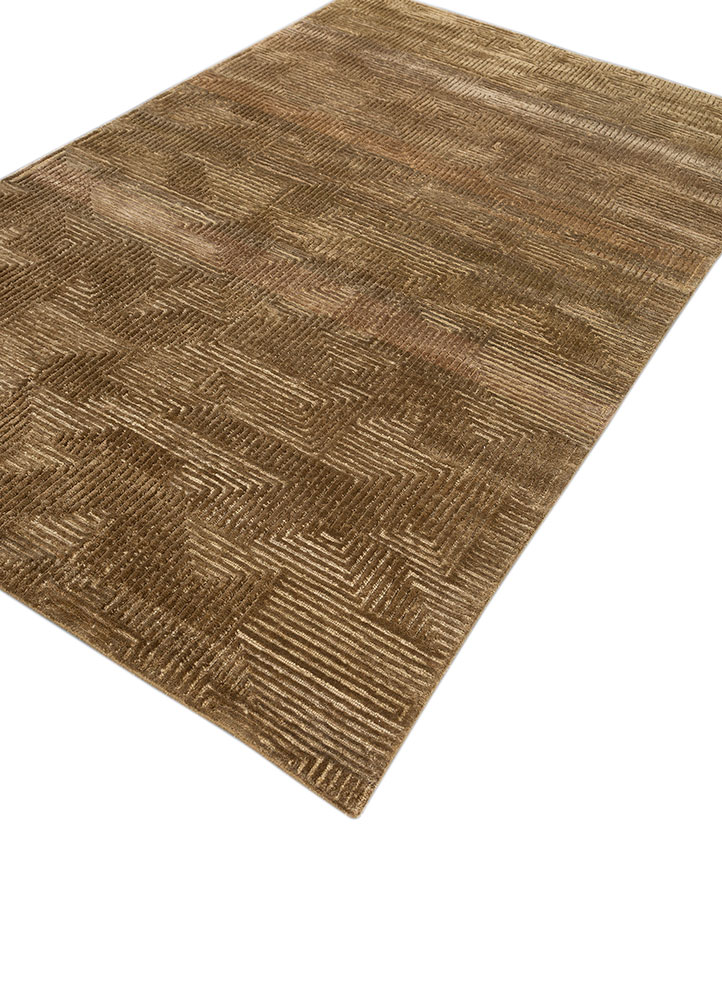 azalea gold wool and bamboo silk hand knotted Rug - FloorShot