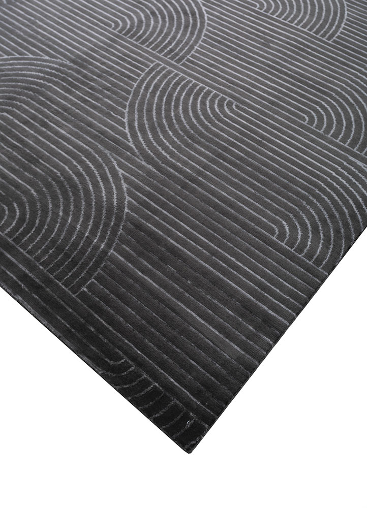 clan grey and black wool and bamboo silk hand knotted Rug - FloorShot