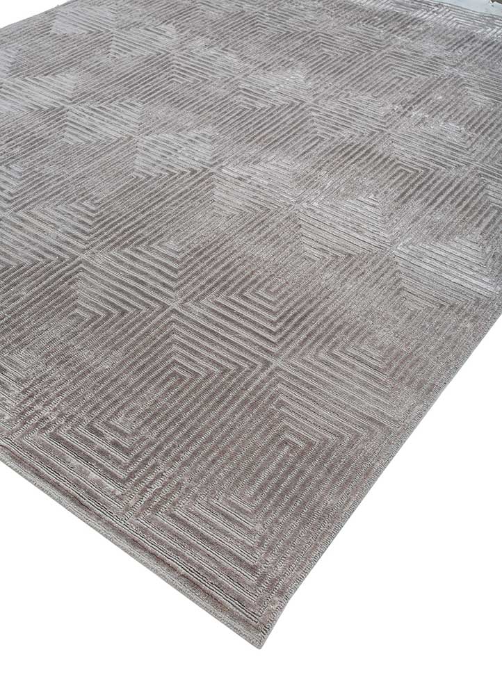 azalea grey and black wool and bamboo silk hand knotted Rug - FloorShot