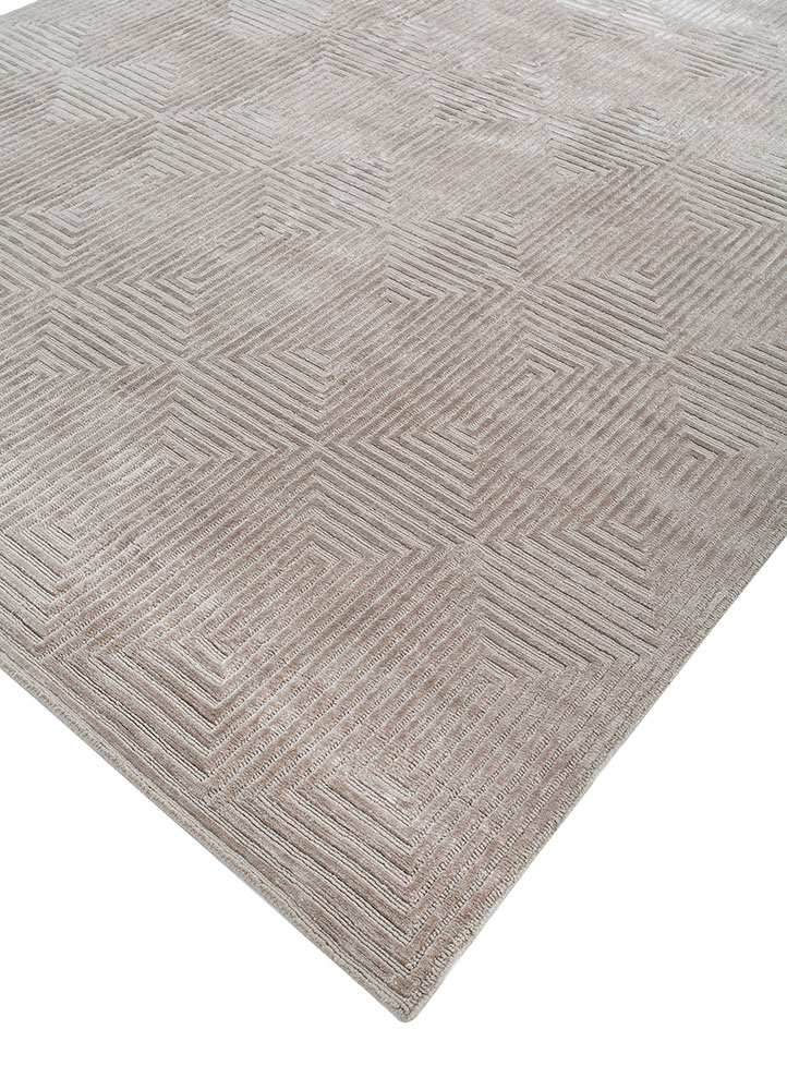 azalea grey and black wool and bamboo silk hand knotted Rug - FloorShot