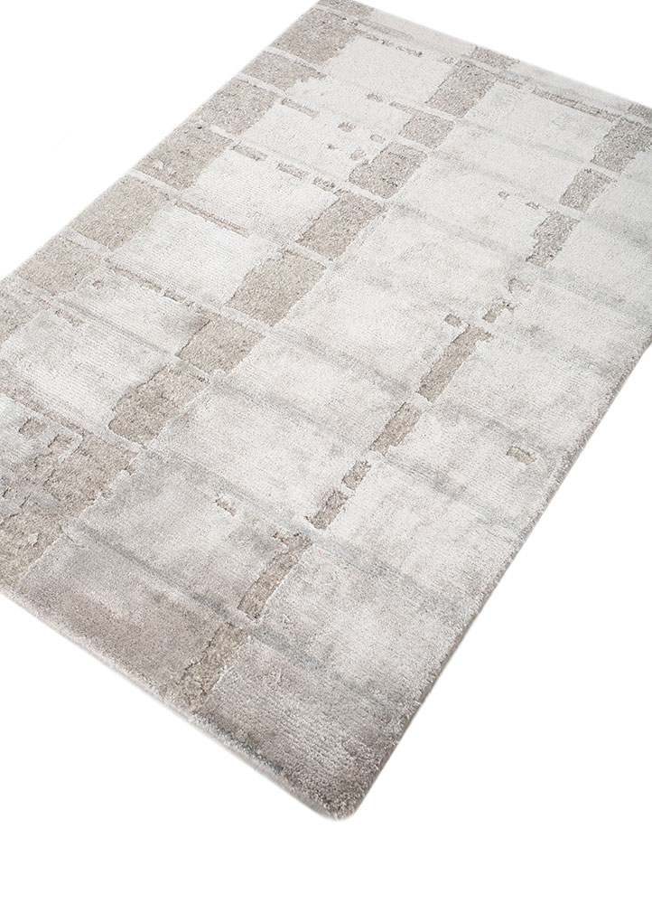 manifest grey and black wool and bamboo silk hand knotted Rug - FloorShot