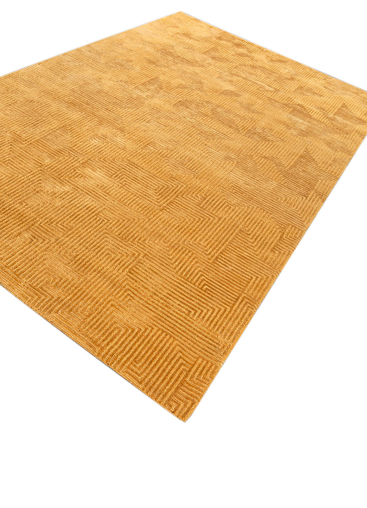 azalea gold wool and bamboo silk hand knotted Rug - FloorShot