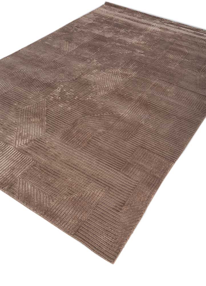 azalea beige and brown wool and bamboo silk hand knotted Rug - FloorShot