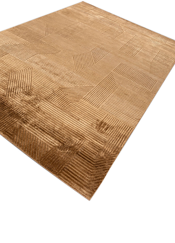 azalea gold wool and bamboo silk hand knotted Rug - FloorShot