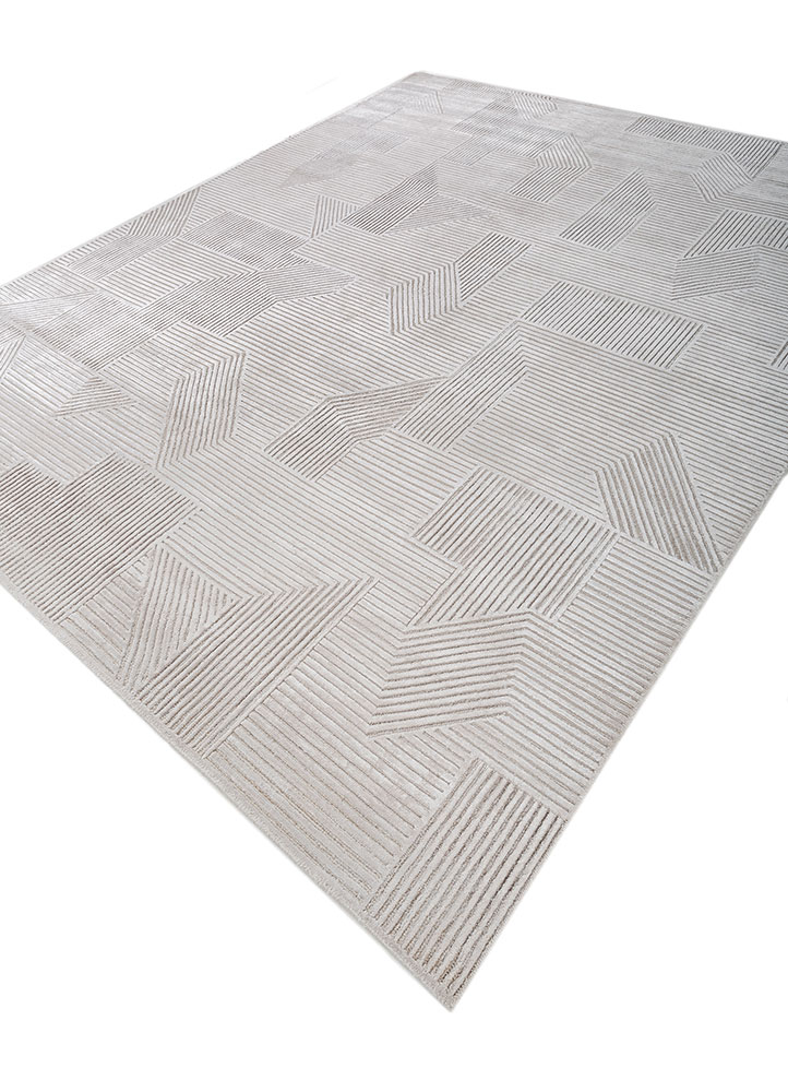 azalea ivory wool and bamboo silk hand knotted Rug - FloorShot