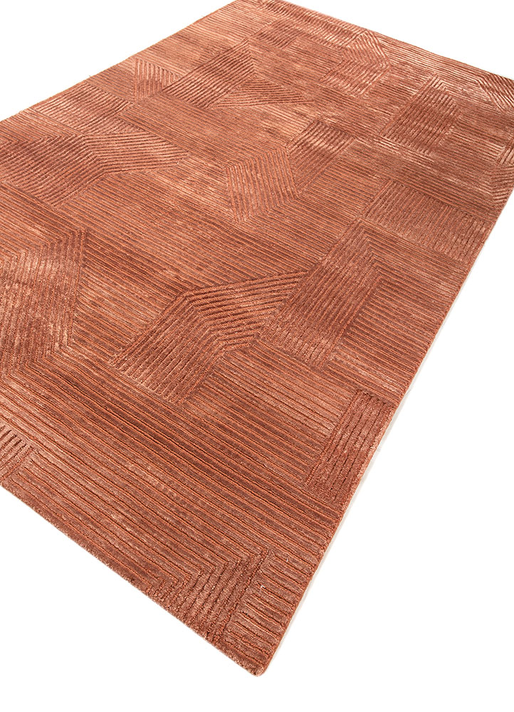 azalea red and orange wool and bamboo silk hand knotted Rug - FloorShot