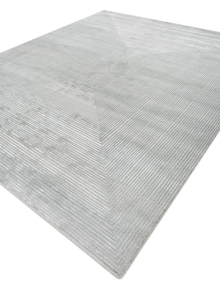 azalea blue wool and bamboo silk hand knotted Rug - FloorShot