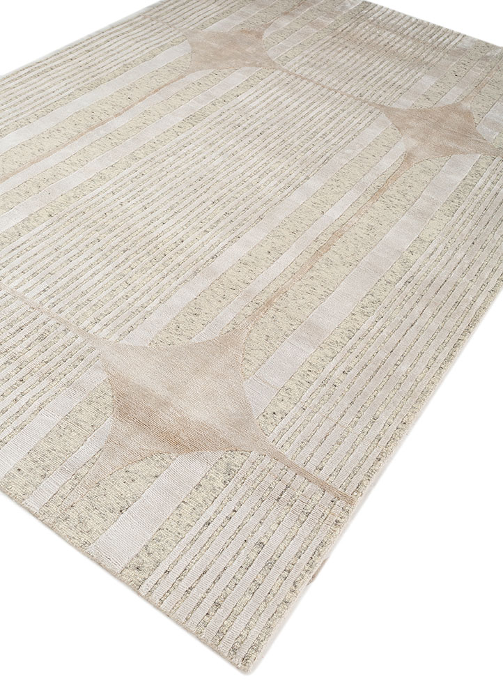 azalea ivory wool and bamboo silk hand knotted Rug - FloorShot