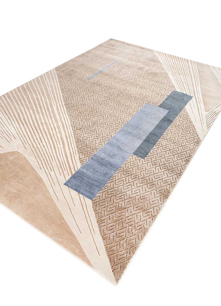azalea beige and brown wool and bamboo silk hand knotted Rug - FloorShot