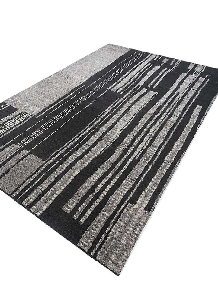 manifest blue wool and bamboo silk hand knotted Rug - FloorShot