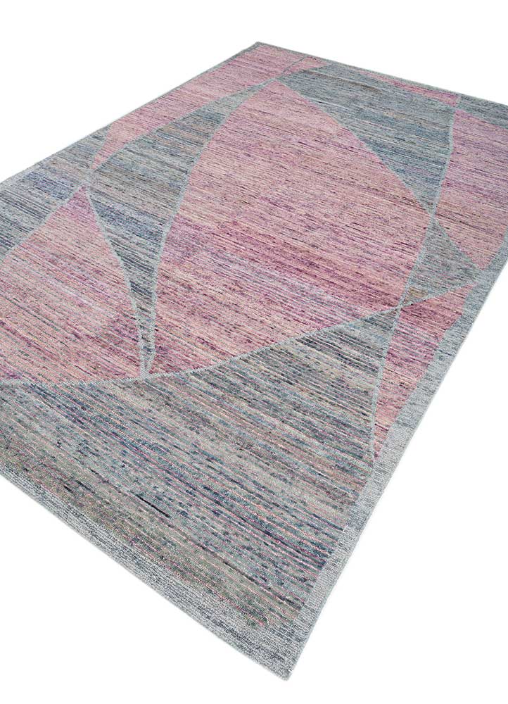 blythe pink and purple wool hand knotted Rug - FloorShot