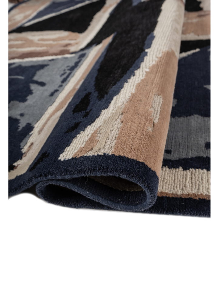 sthir blue wool hand knotted Rug - FloorShot