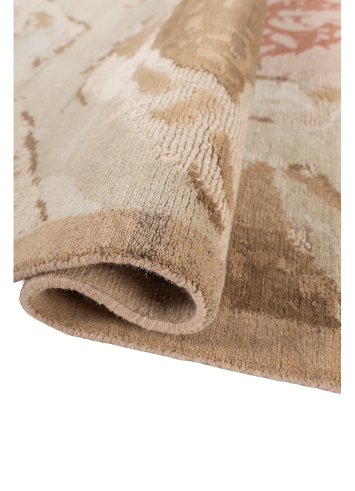 sthir beige and brown wool hand knotted Rug - FloorShot