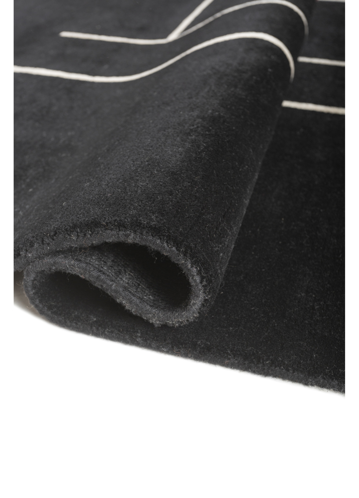 sthir grey and black wool hand knotted Rug - FloorShot