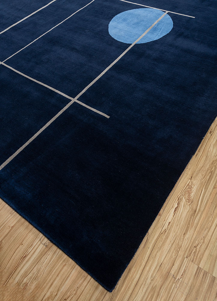 sthir blue wool hand knotted Rug - FloorShot