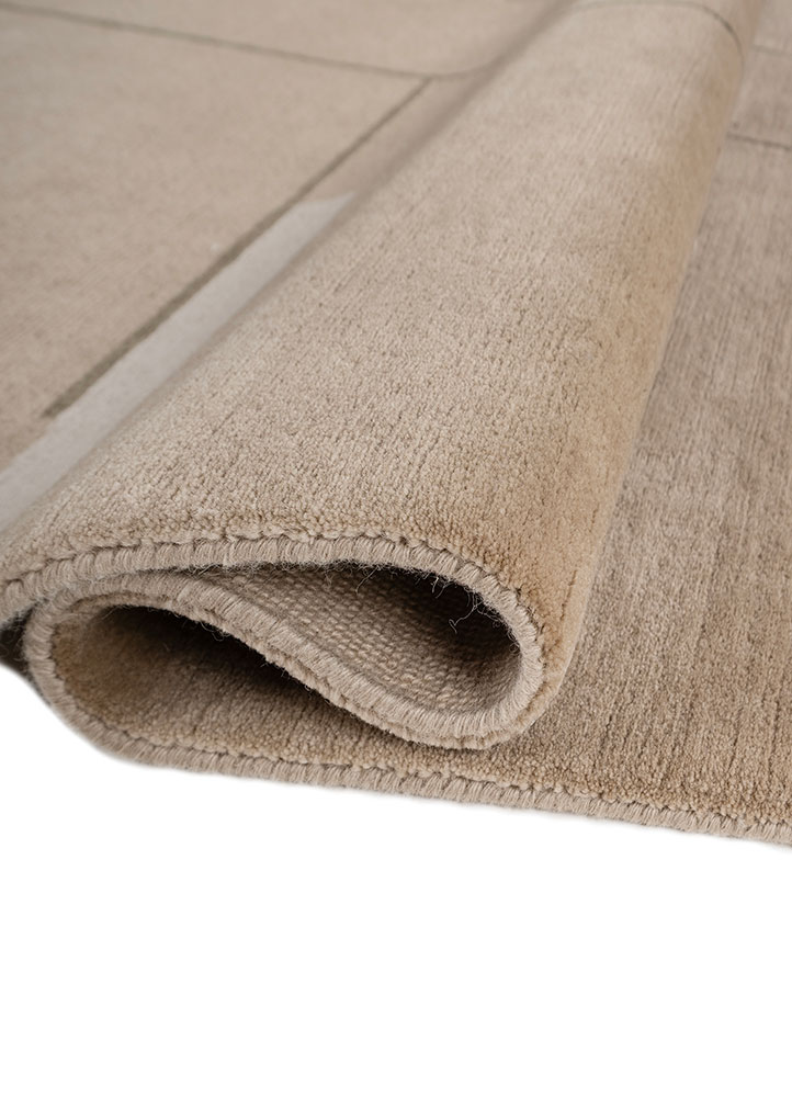 sthir beige and brown wool hand knotted Rug - FloorShot