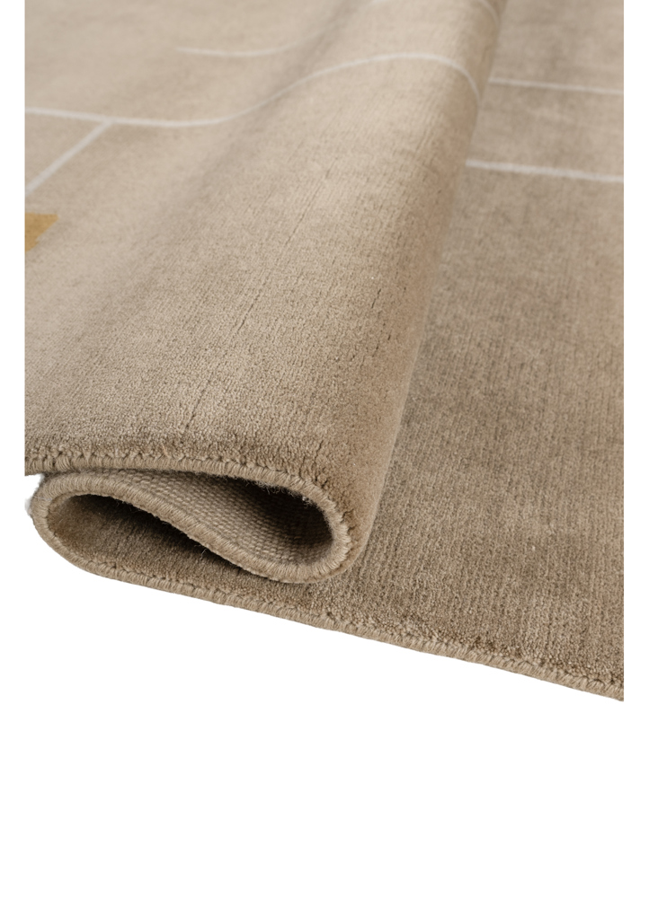sthir beige and brown wool hand knotted Rug - FloorShot