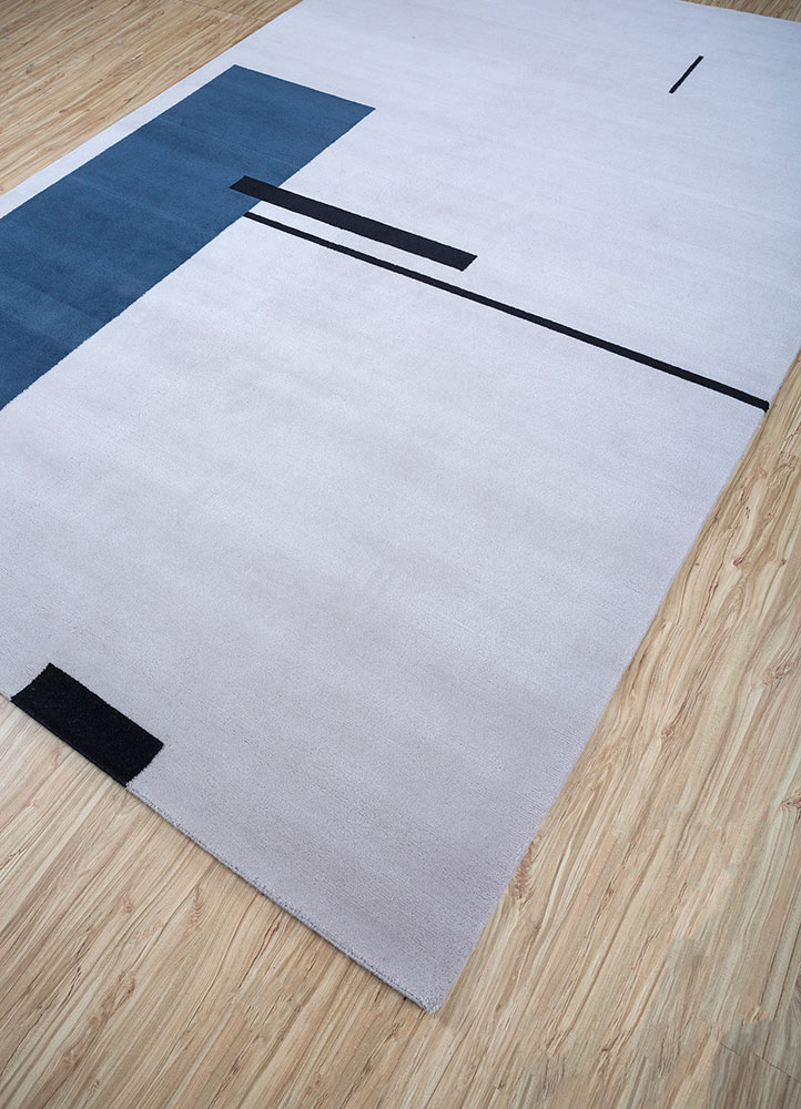 sthir grey and black wool hand knotted Rug - FloorShot
