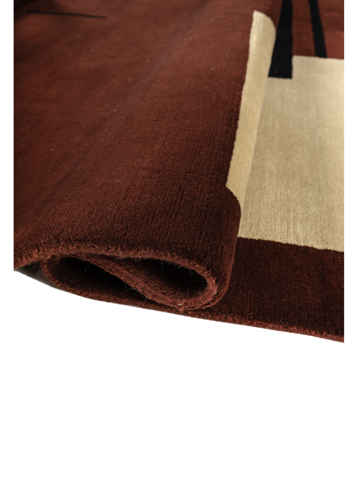 sthir red and orange wool hand knotted Rug - FloorShot