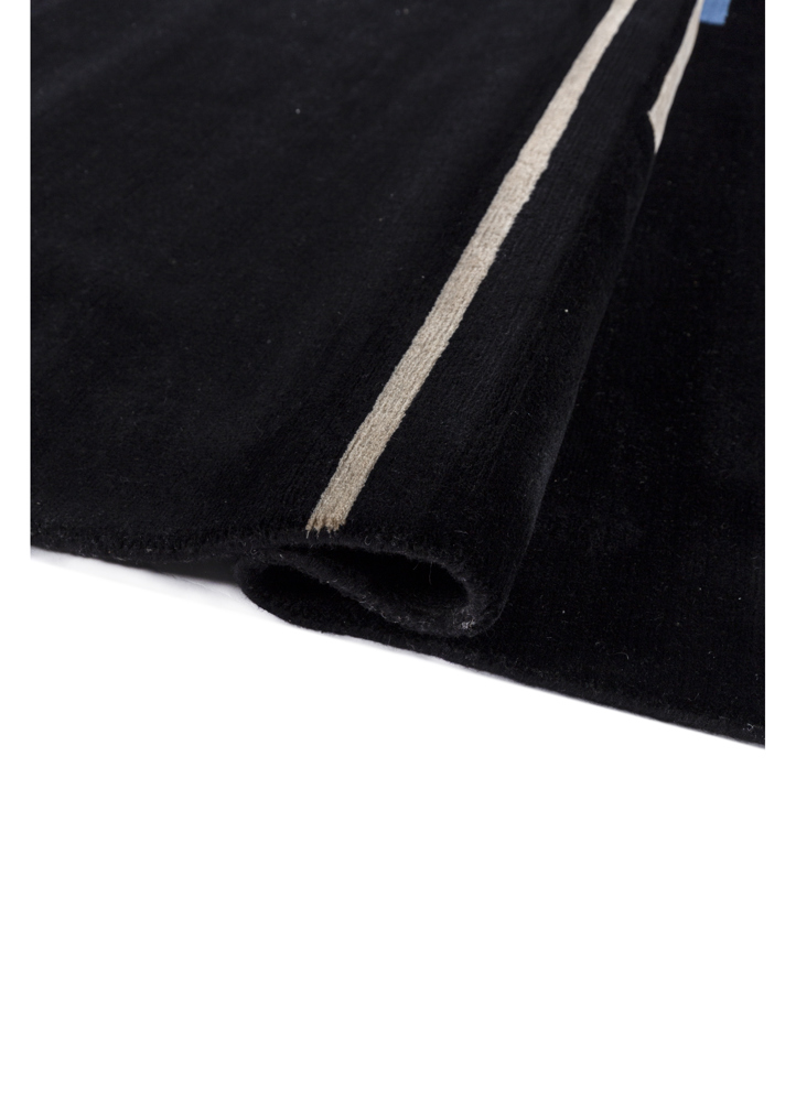 sthir grey and black wool hand knotted Rug - FloorShot