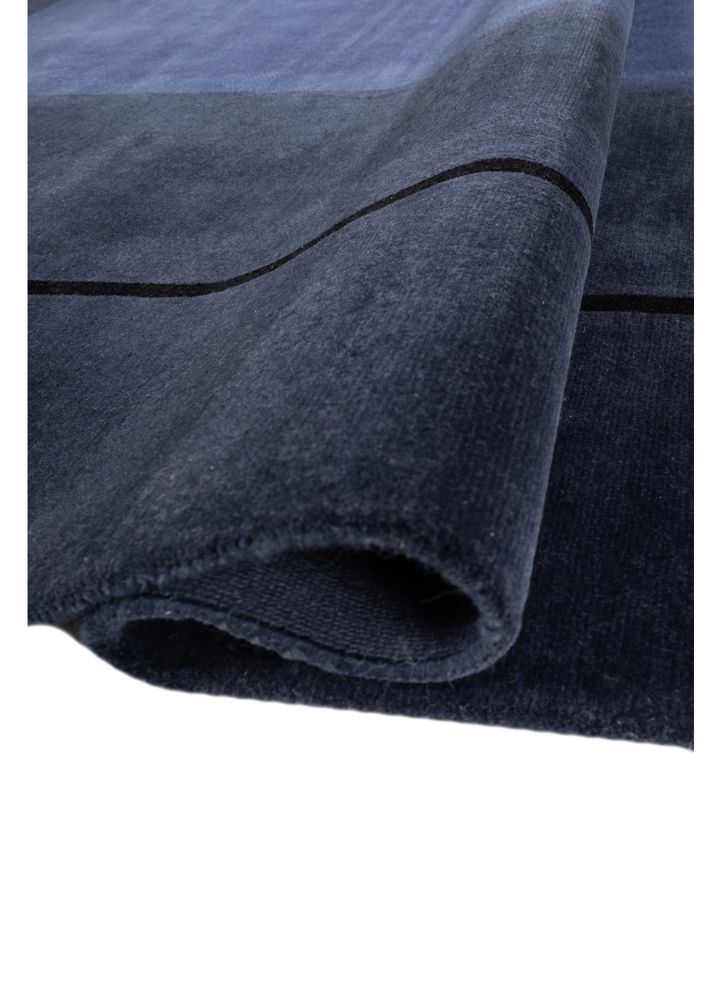 sthir blue wool hand knotted Rug - FloorShot